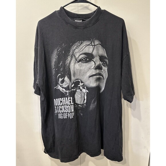 Mens Size 2XL - Michael Jackson Big Graphic “King Of Pop” Black Tee T-Shirt RARE - Picture 1 of 7